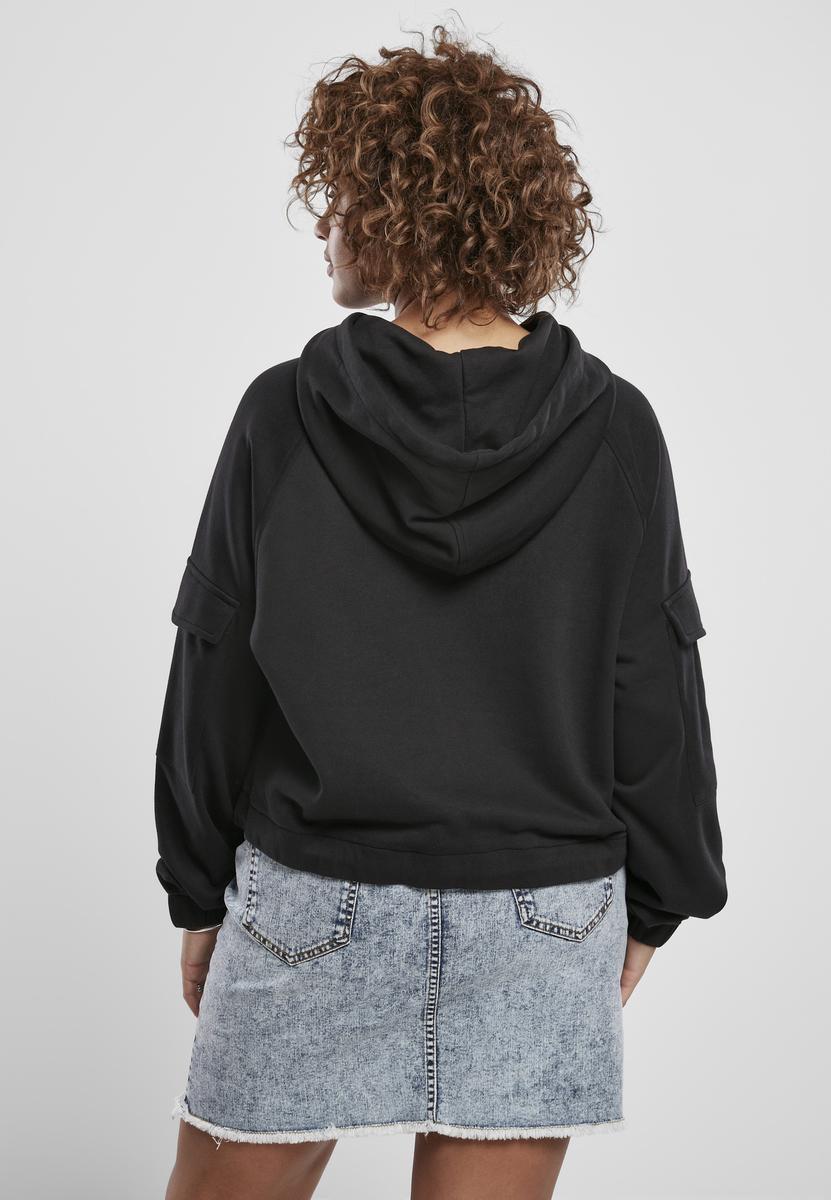Doamnelor scurt lucrător Hoody Negru