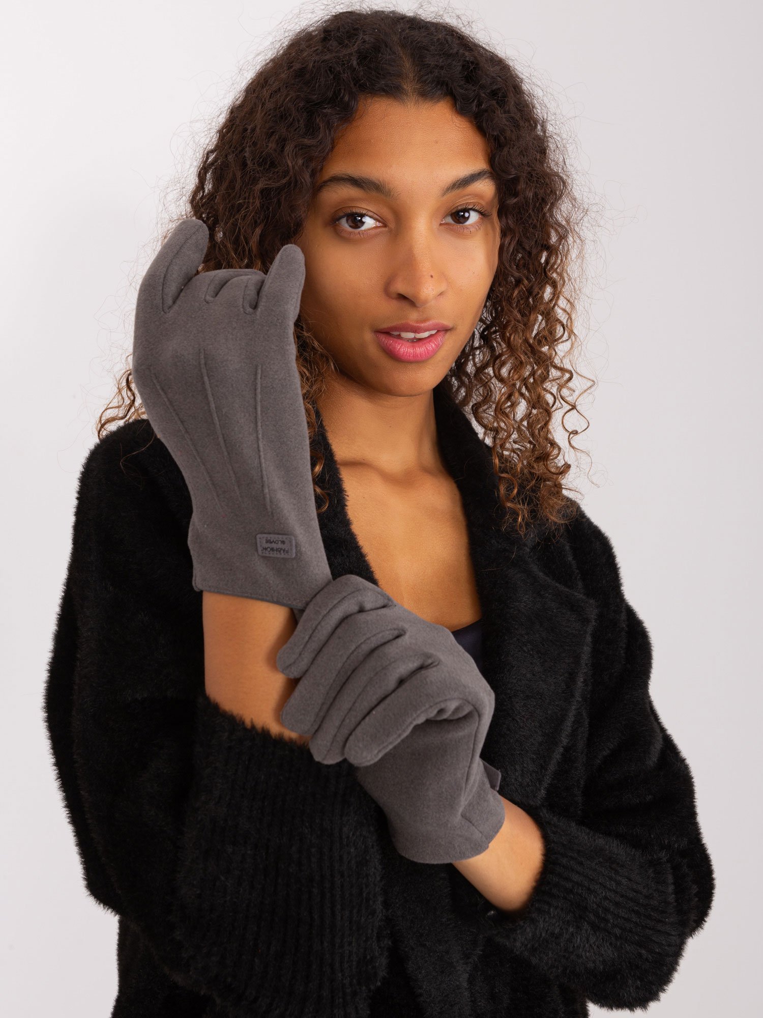 Dark Gray Elegant Winter Gloves