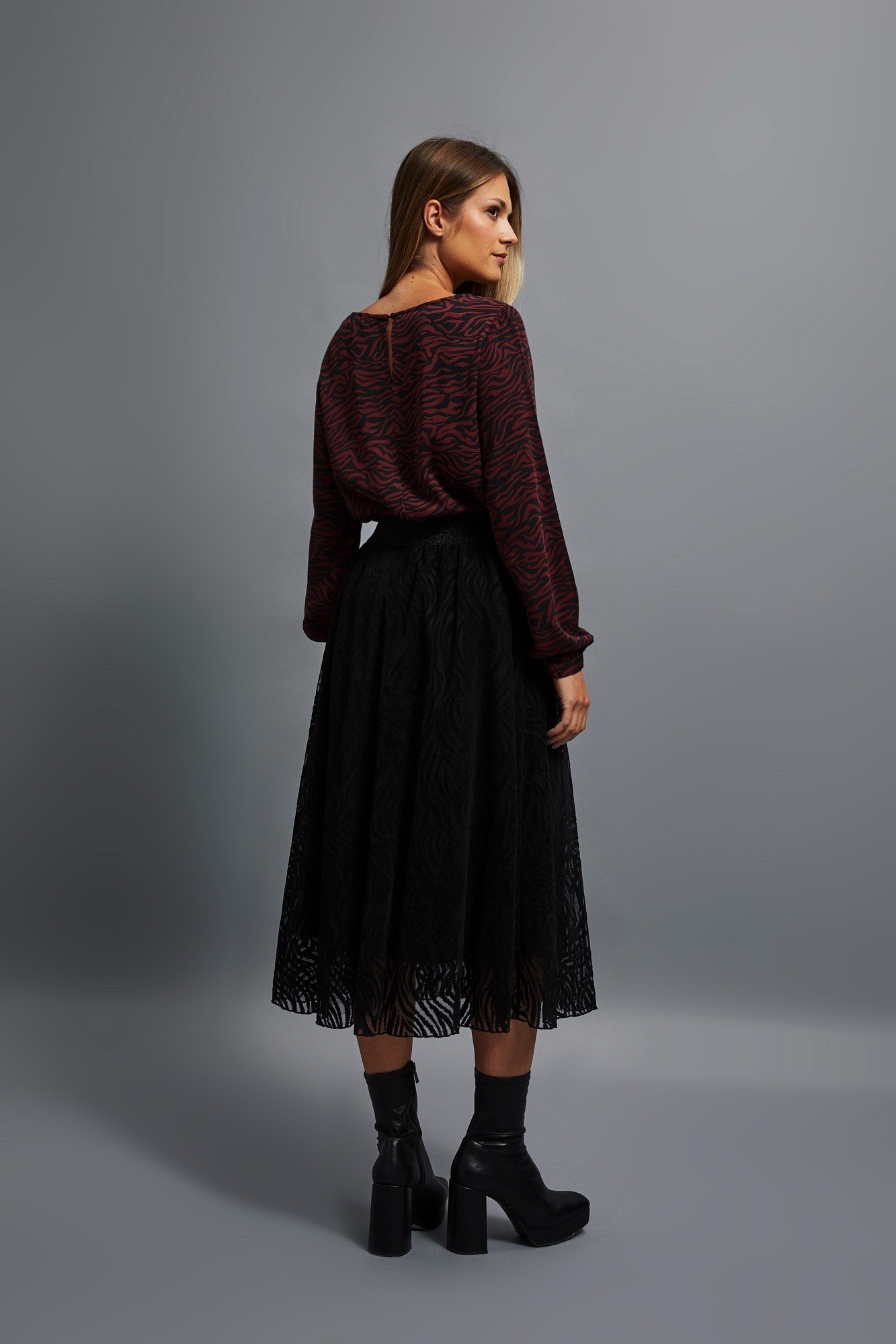 Flared midi skirt