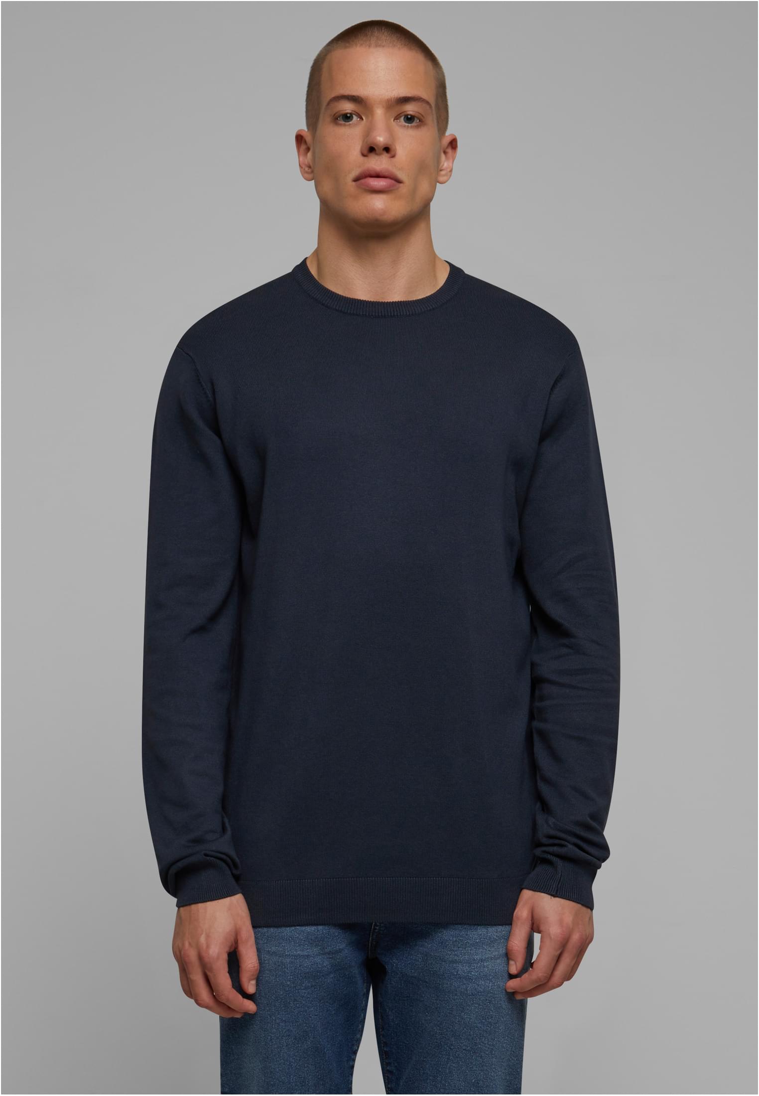 Knitted Sweater With Crewneck In A Navy Design