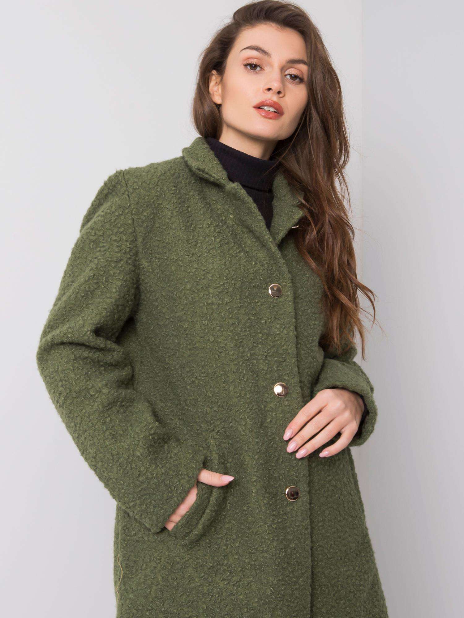 green boucle coat