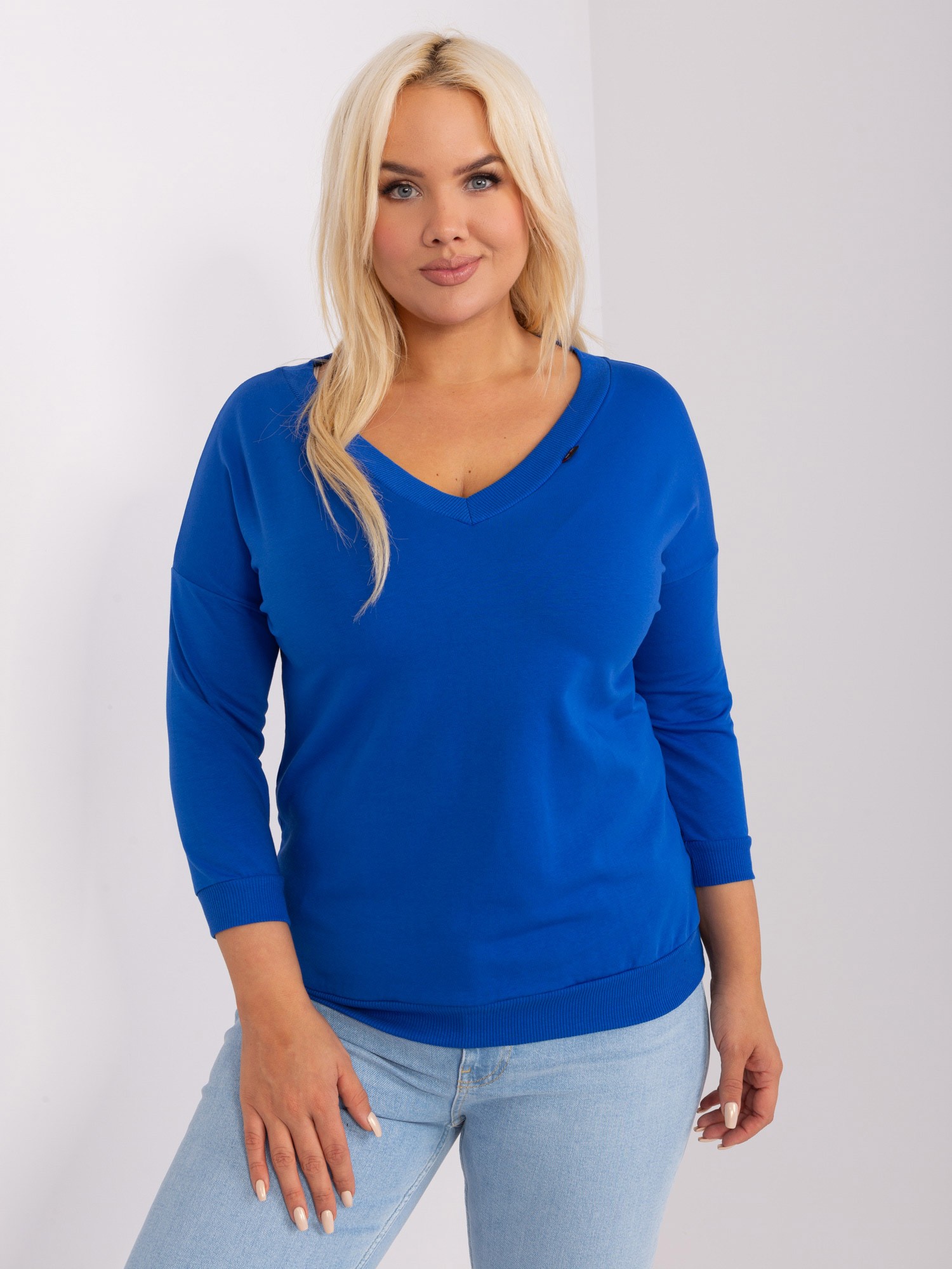 Cobalt Blue V-neck Blouse Plus Size