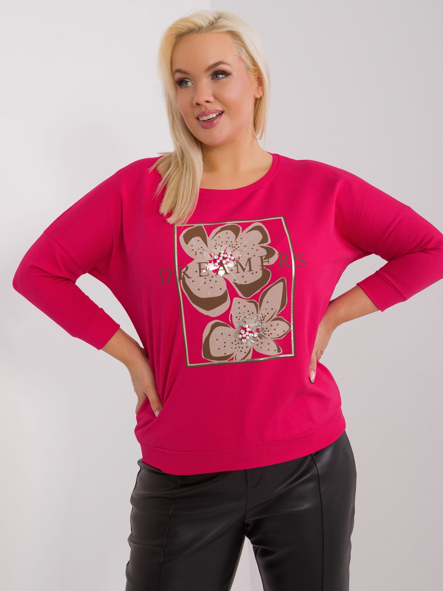 Fuchsia Blouse Plus Size With Patches