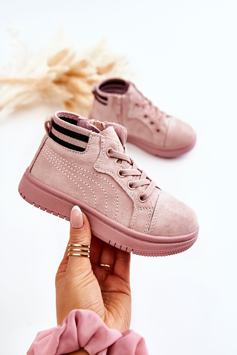 Kids High Sneakers with Zipper Pink Boone