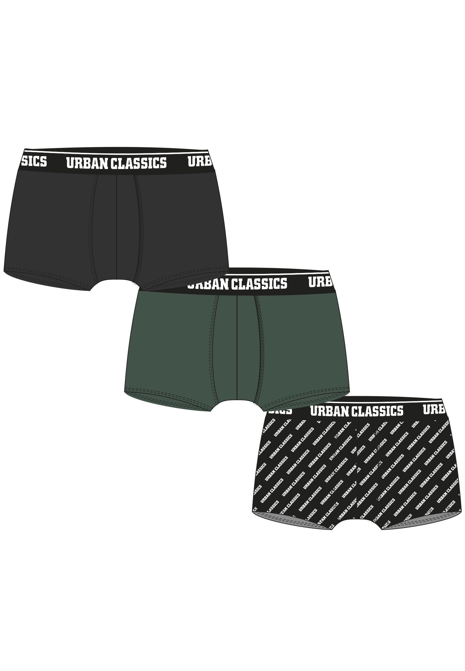 Boxer Pantaloni scurți 3-Pack Darkgreen / negru / Aop de marcă