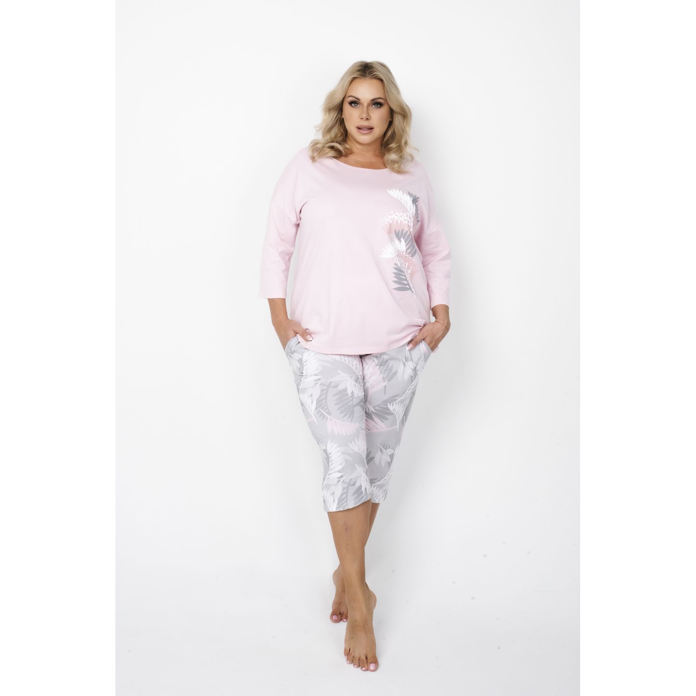 Women's Pajamas Dracaena 3/4 Sleeve, 3/4 Legs - Pink/print