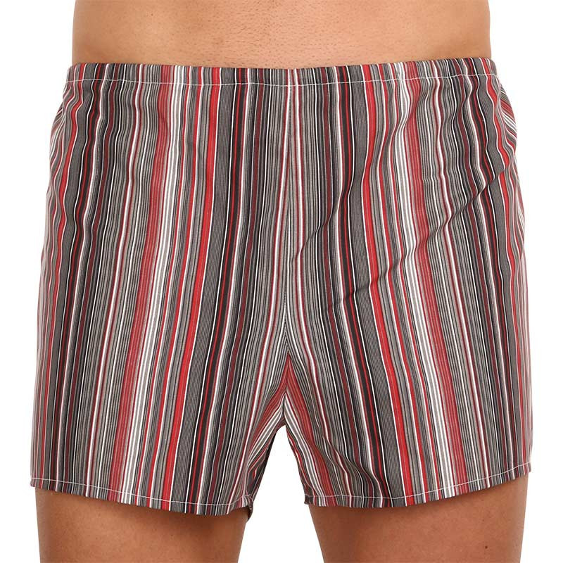 Classic men's boxer shorts Foltýn red with stripes extra oversize