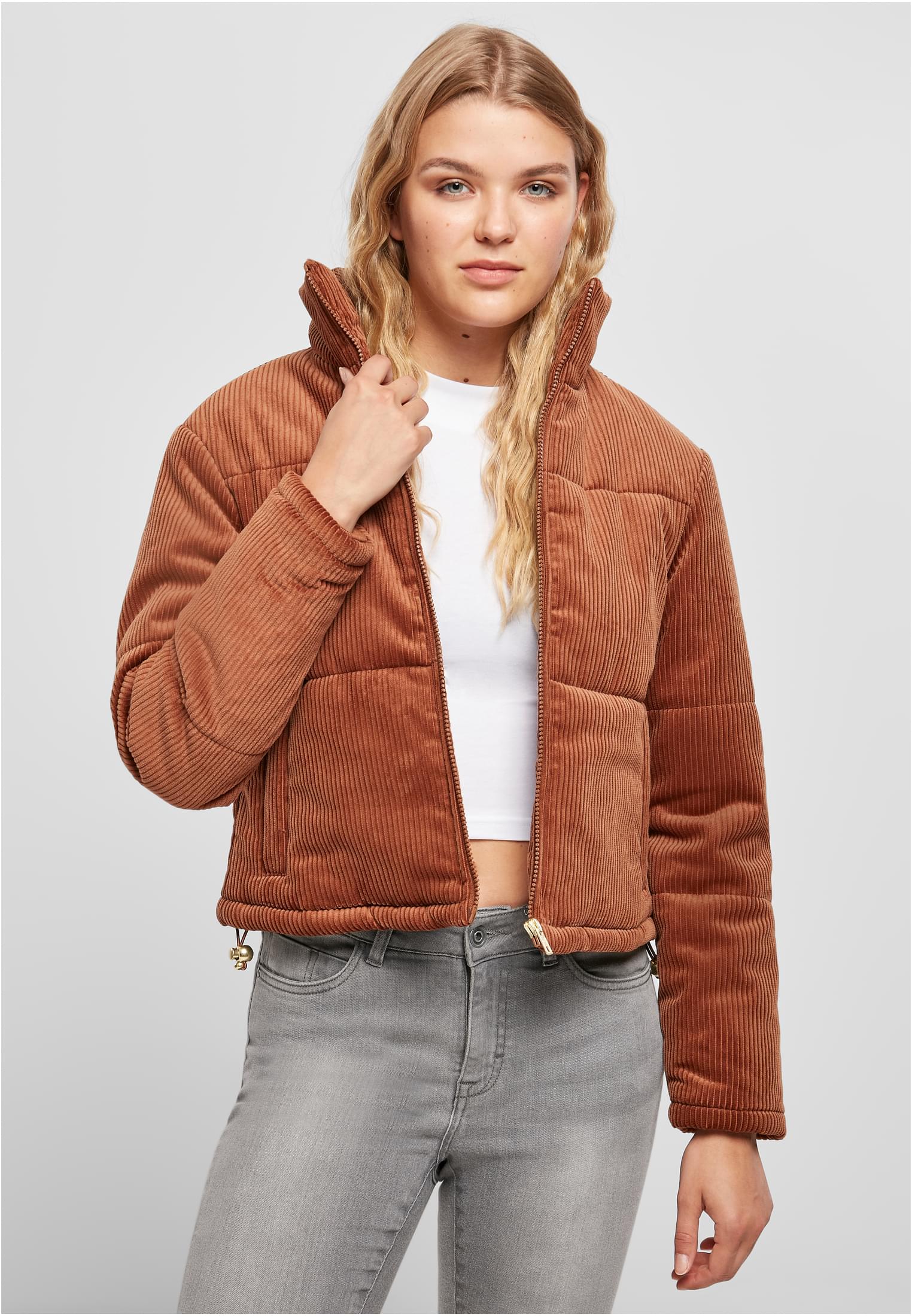 Womens corduroy jacket made of caramel
