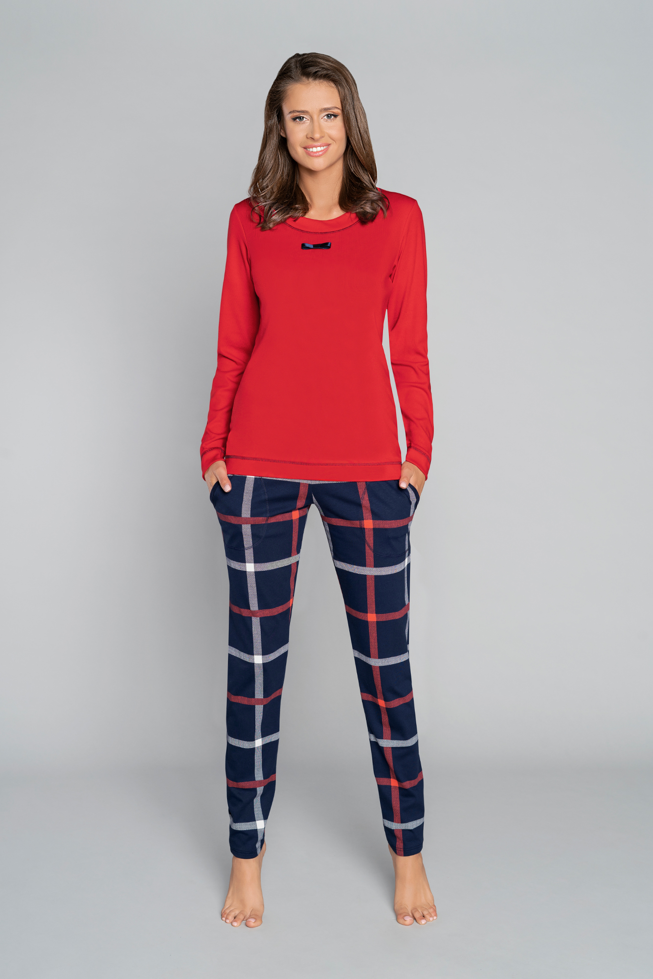 Izera Women's Pyjamas, Long Sleeves, Long Legs - Red/print