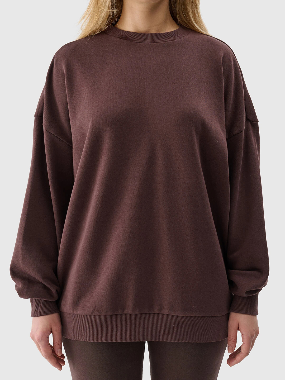 Women's Oversize Sweatshirt without Closure and Hood 4F - Brown