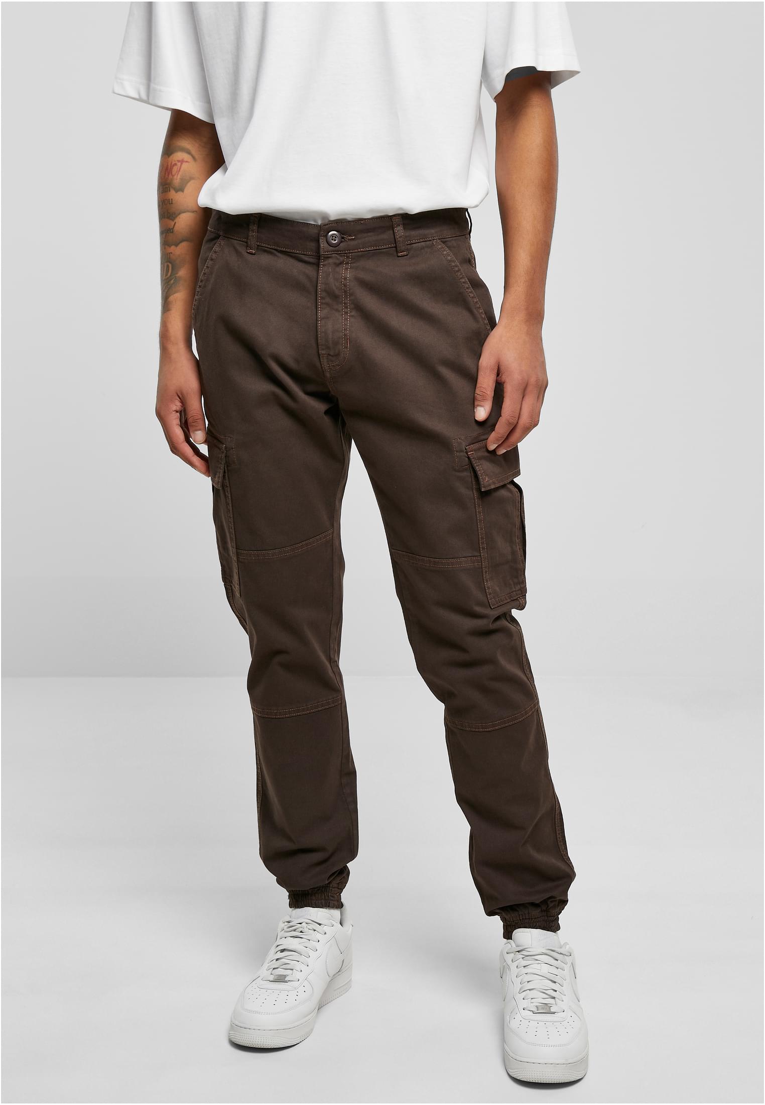 Jogging Pants Washed Cargo Twill Brown