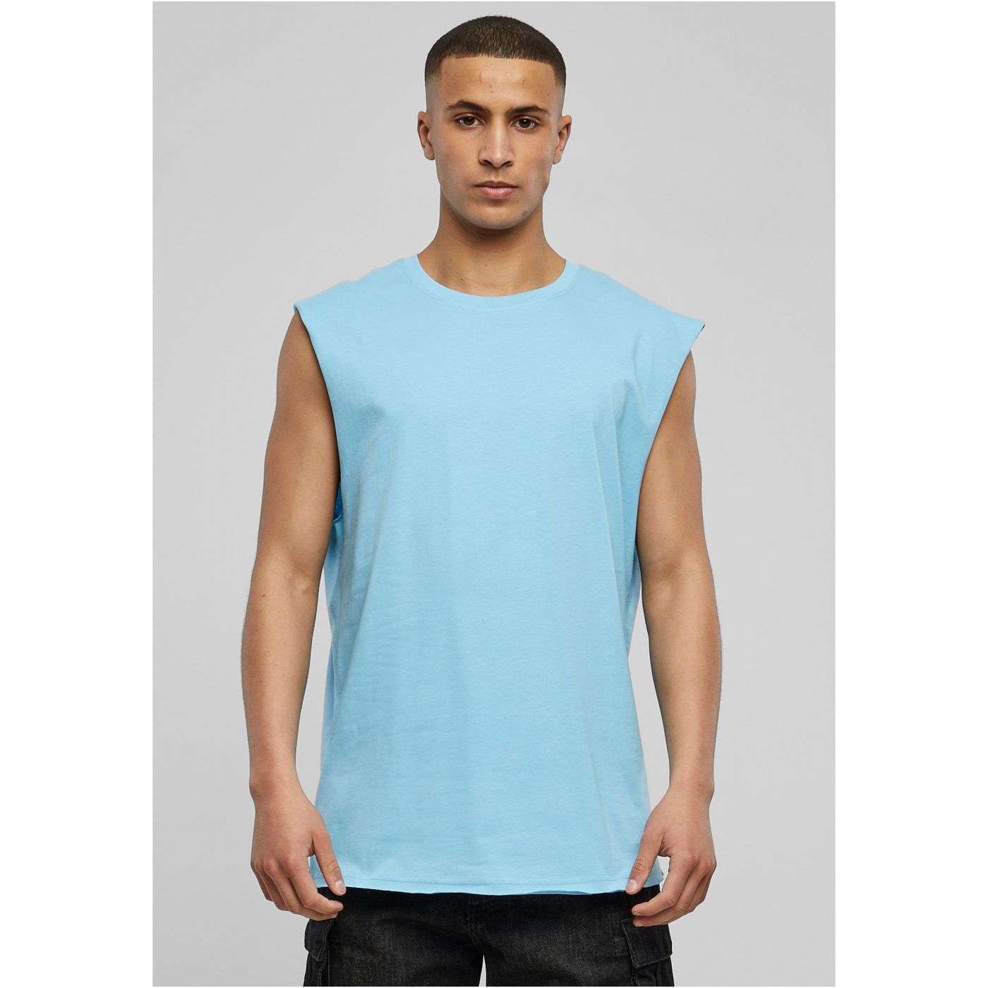 Baltic Blue Sleeveless T-shirt With Open Brim