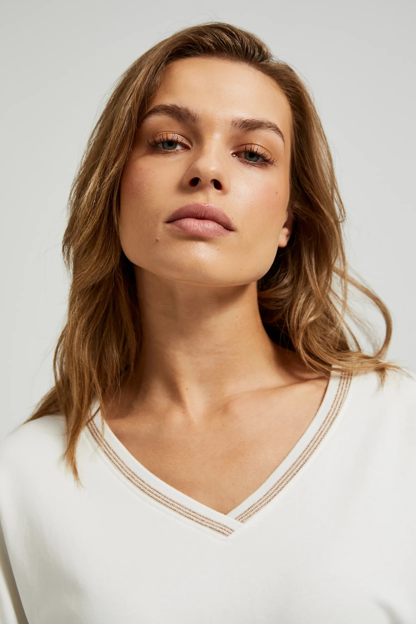 Women's blouse decorated with stripes MOODO - white