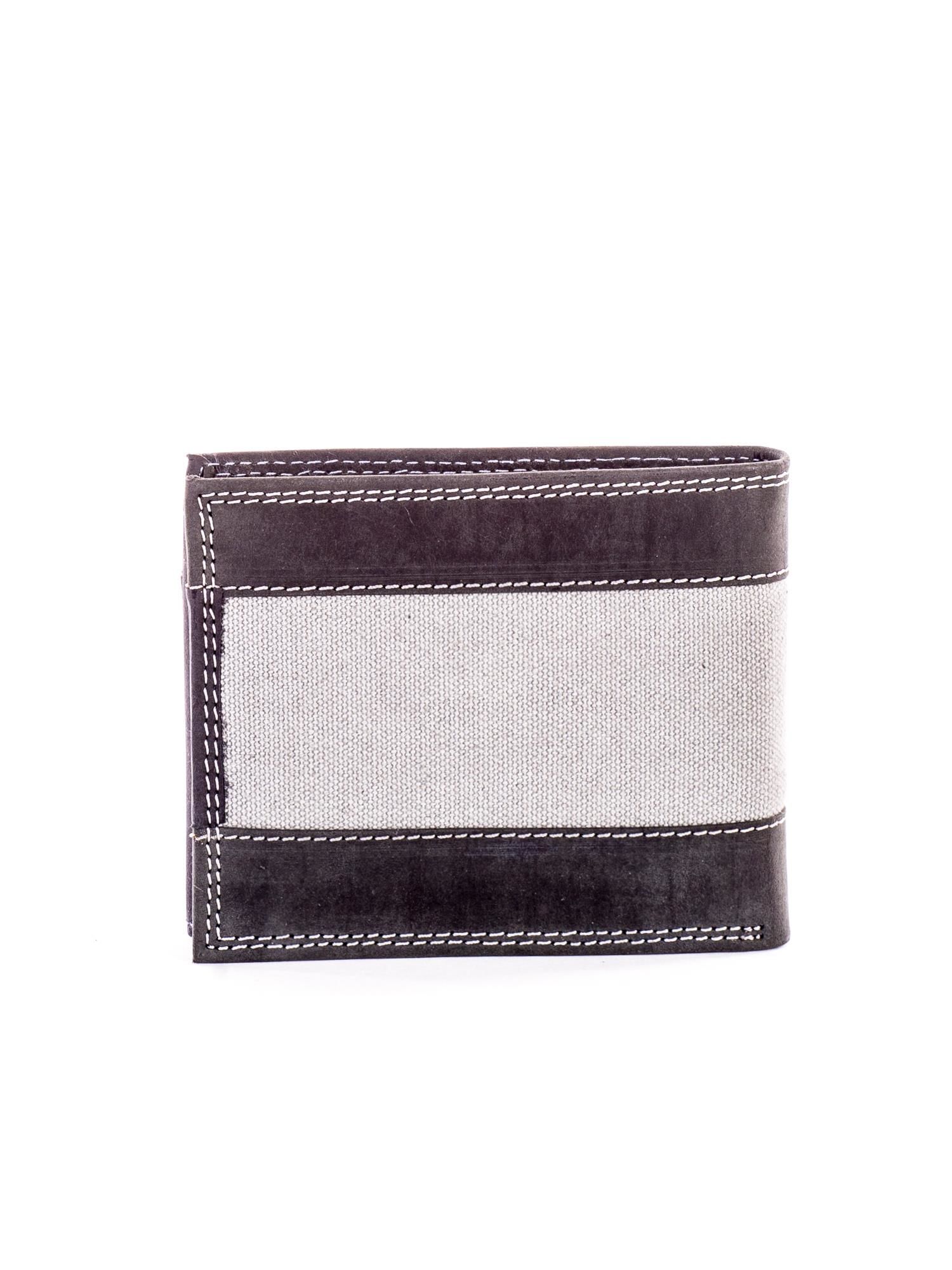 Levně Černá kožená peněženka pro muže s látkovým modulem