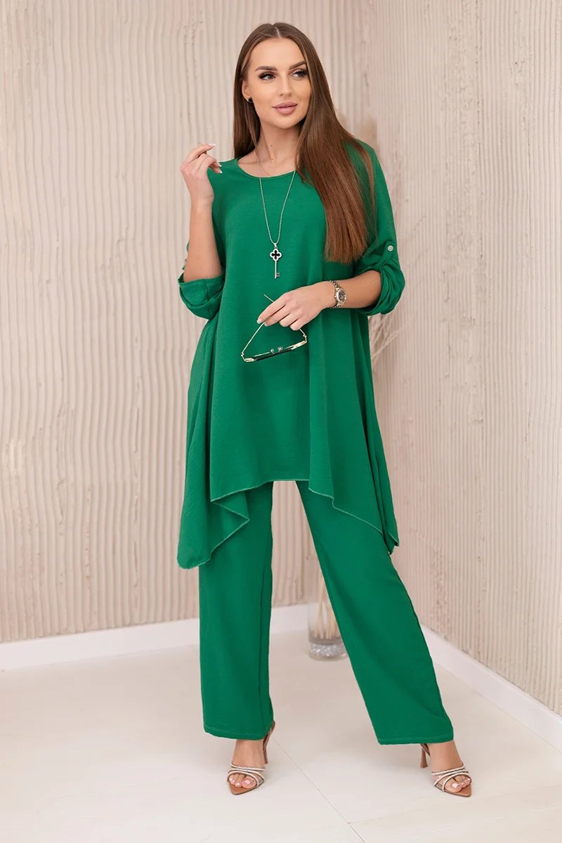 Set blouse + trousers with pendant green