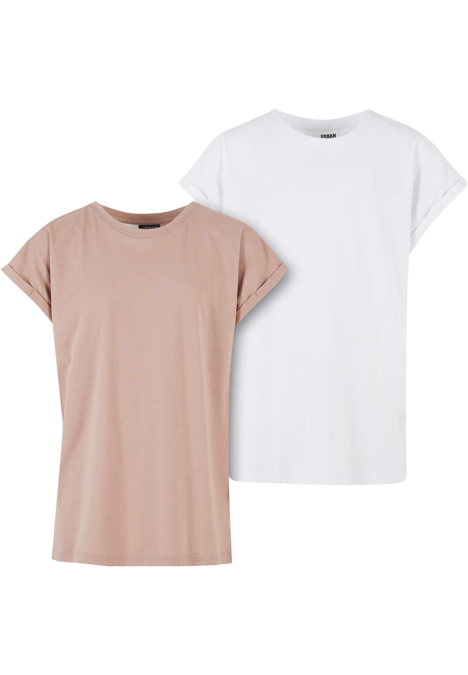 Girls' Extended Shoulder Tee T-Shirt - 2 Pack White+Pink