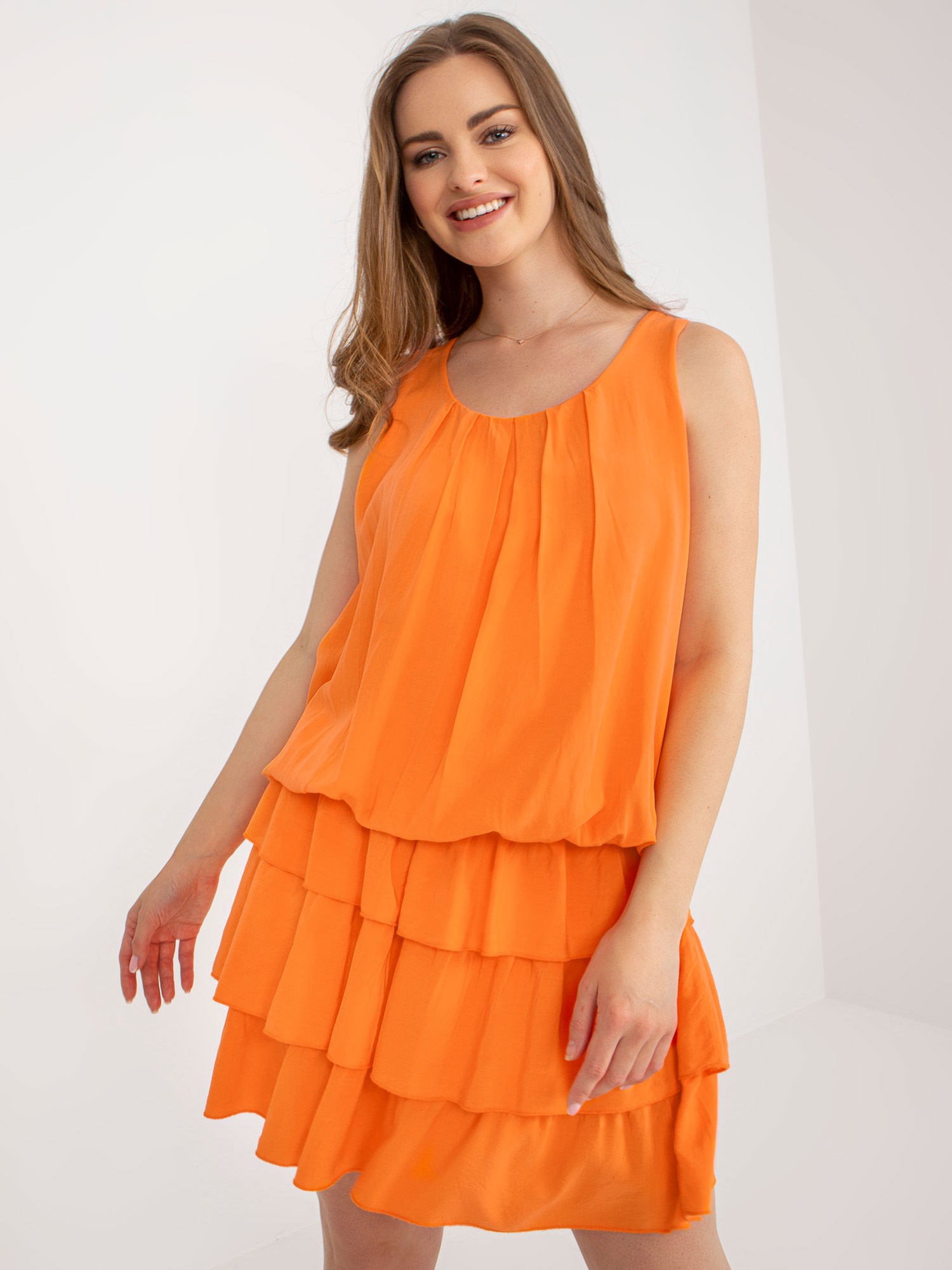 Orange Dress With Ruffles OCH BELLA