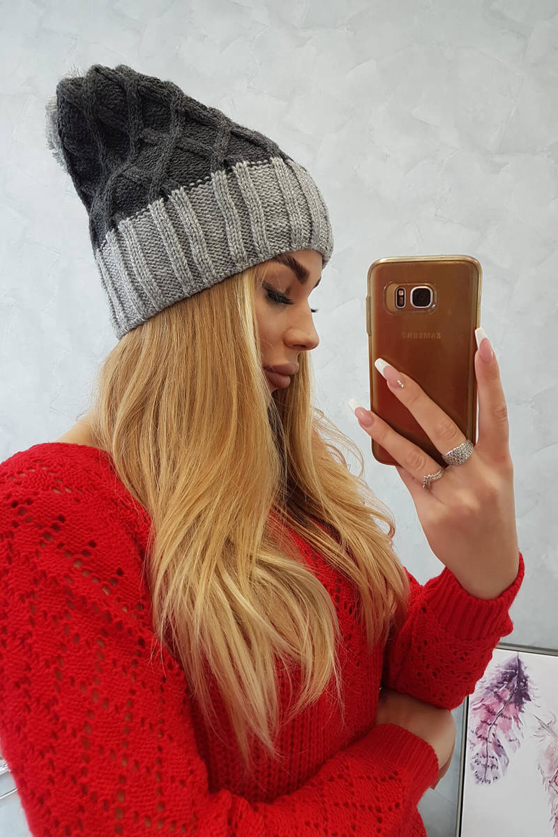 Cap with fleece Milano K203 graphite+grey
