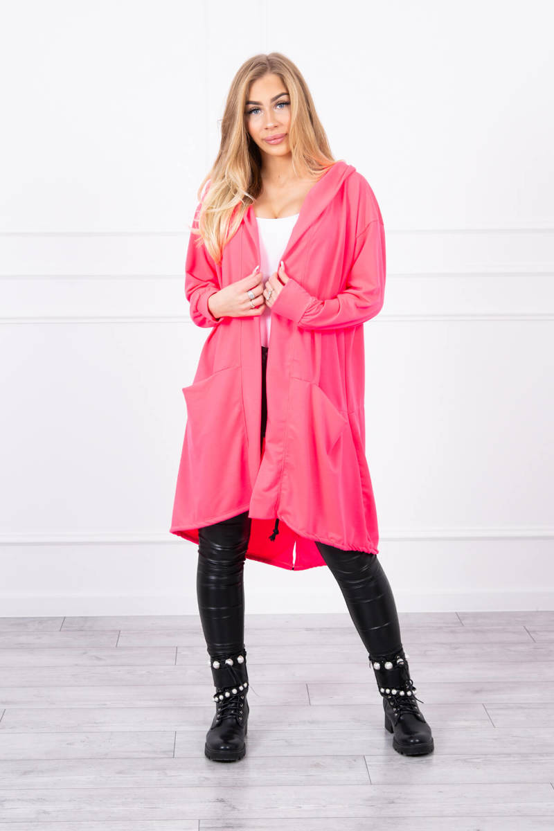 Worm with hood oversize pink neon color
