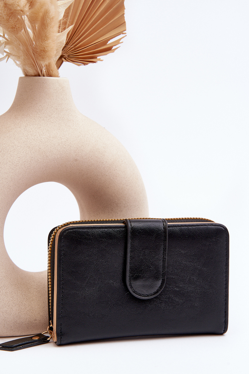 Women's leather wallet black Risuna
