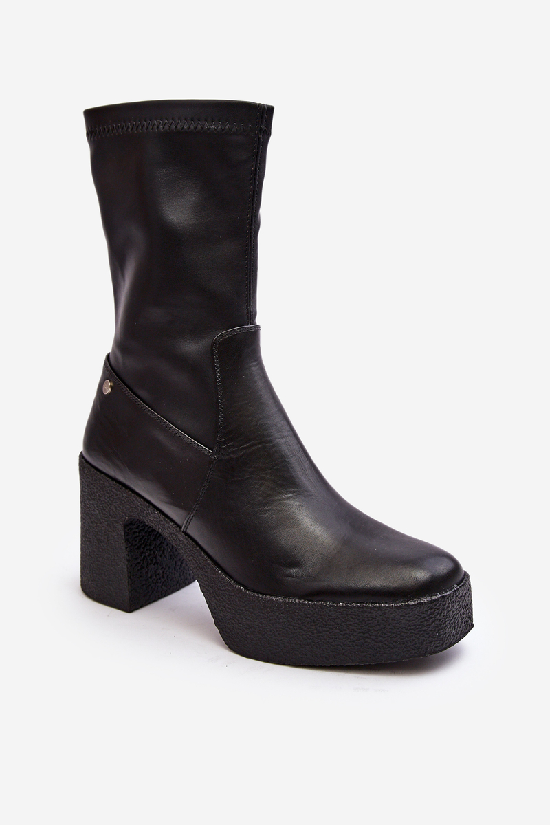 Women's Leather Boots On Heel GOE