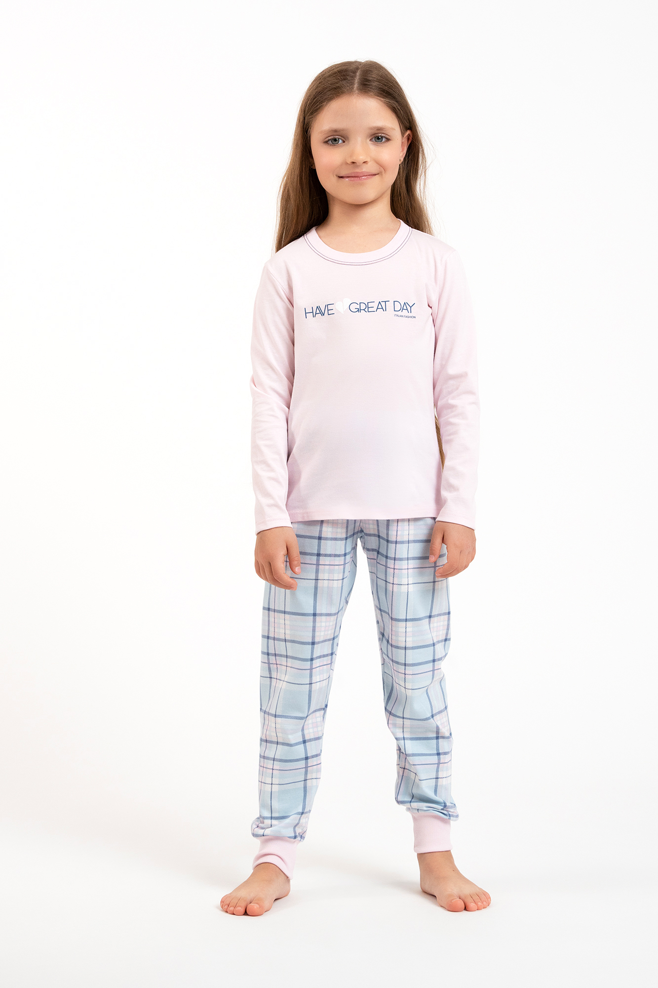 Levně Dívčí pyžamo Glamour, dlouhý rukáv, dlouhé kalhoty - růžová/potisk