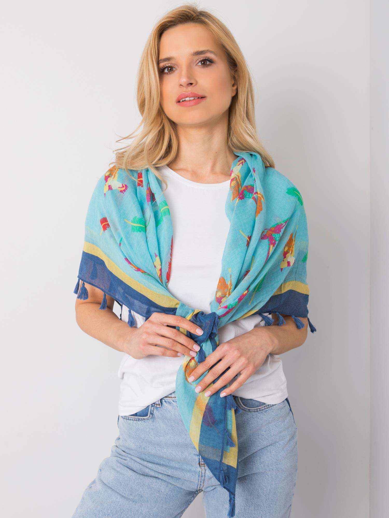 Blue scarf with color print