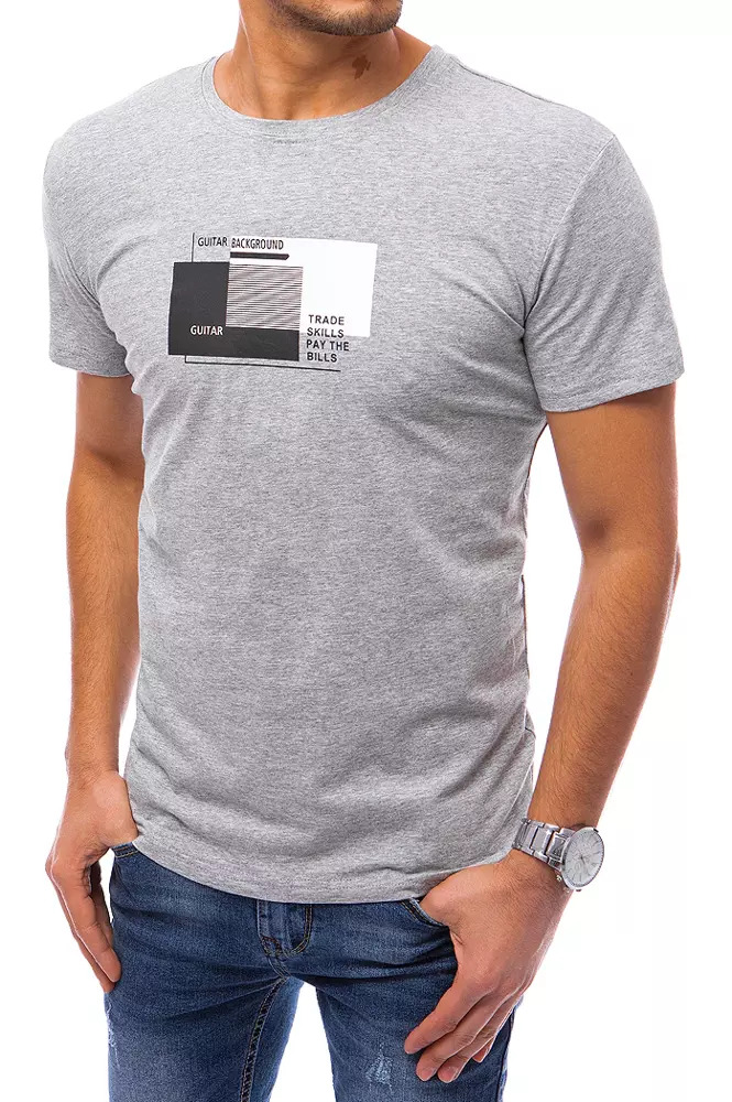 Men's T-shirt with light grey print Dstreet