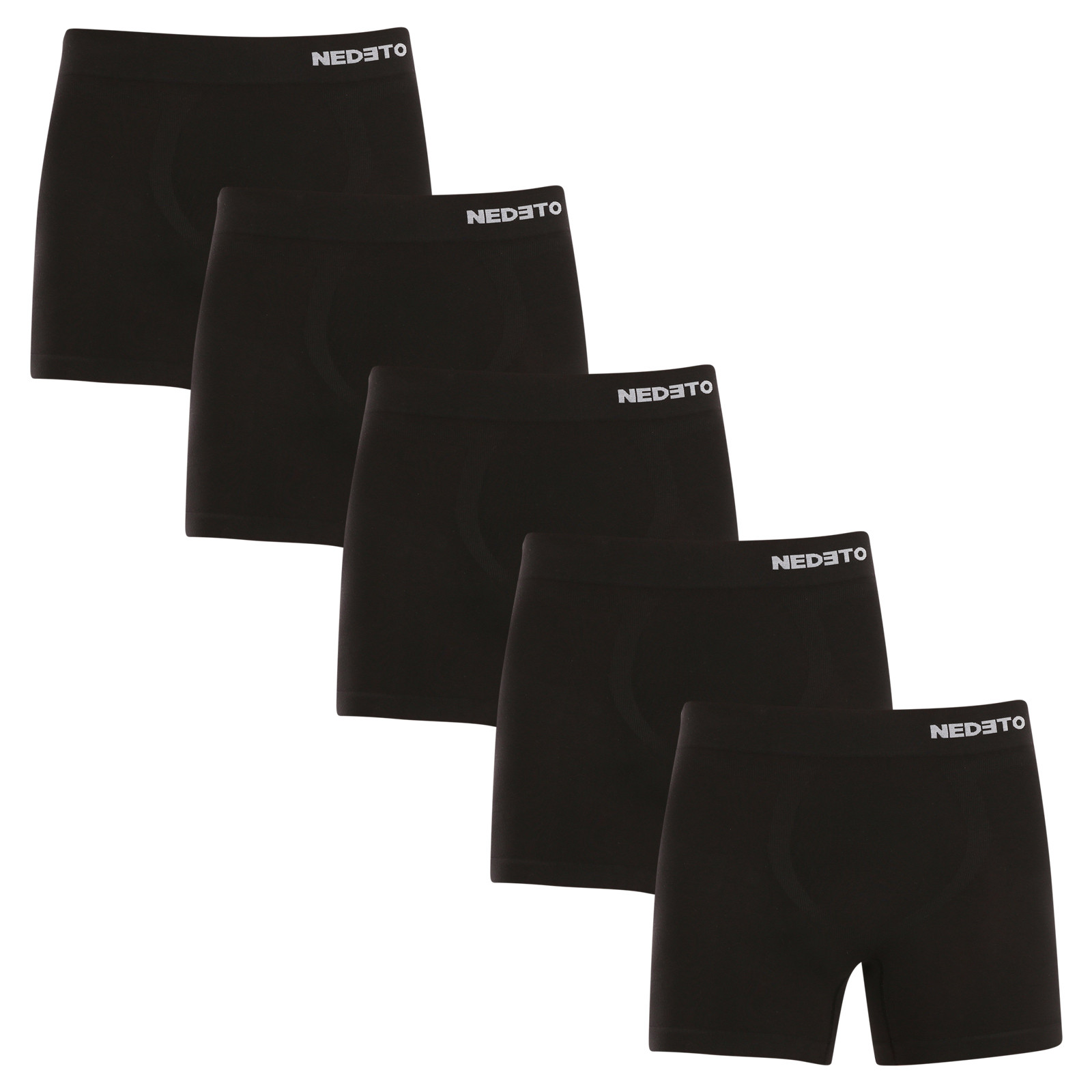 5PACK Men's Boxer Shorts Nedeto Seamless Bamboo Black