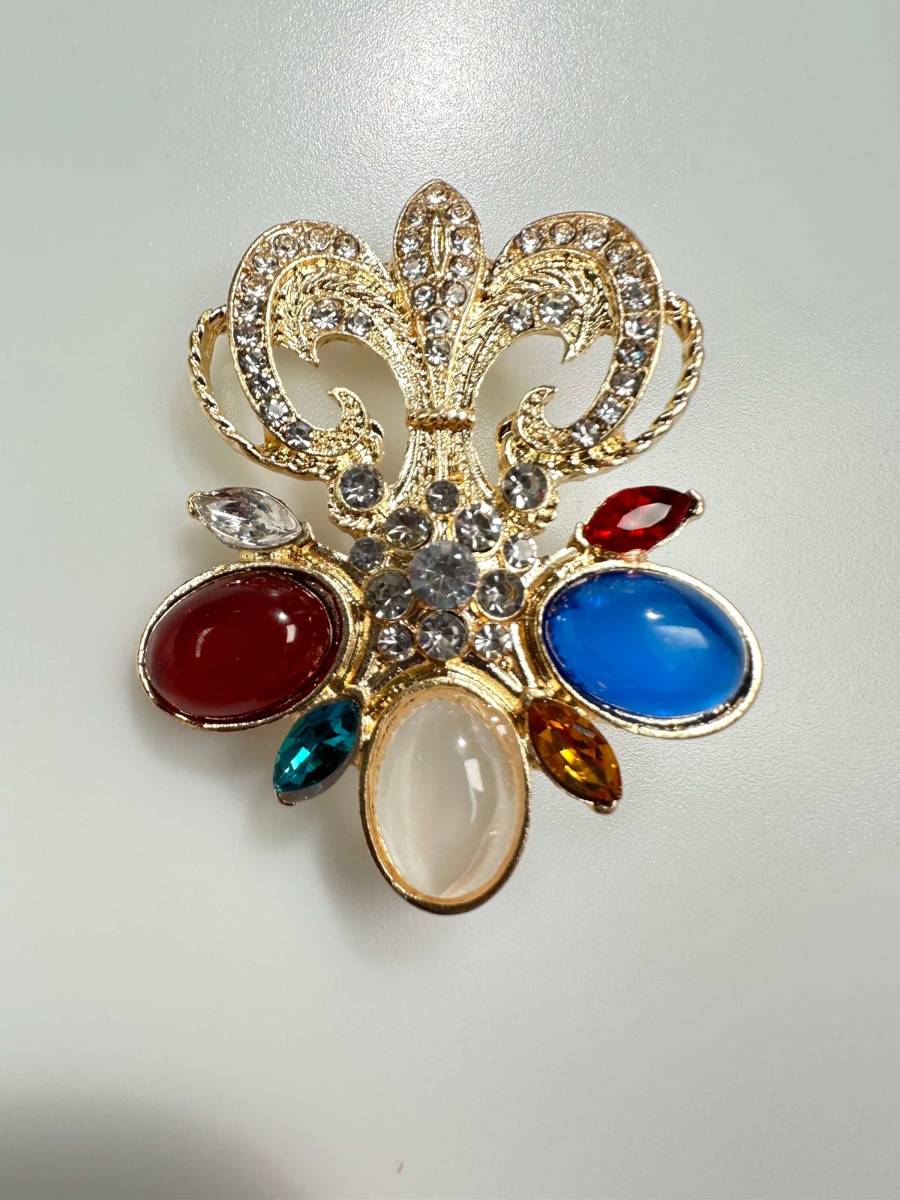 Brooch XZ459-74 Gold + Multi-Colored