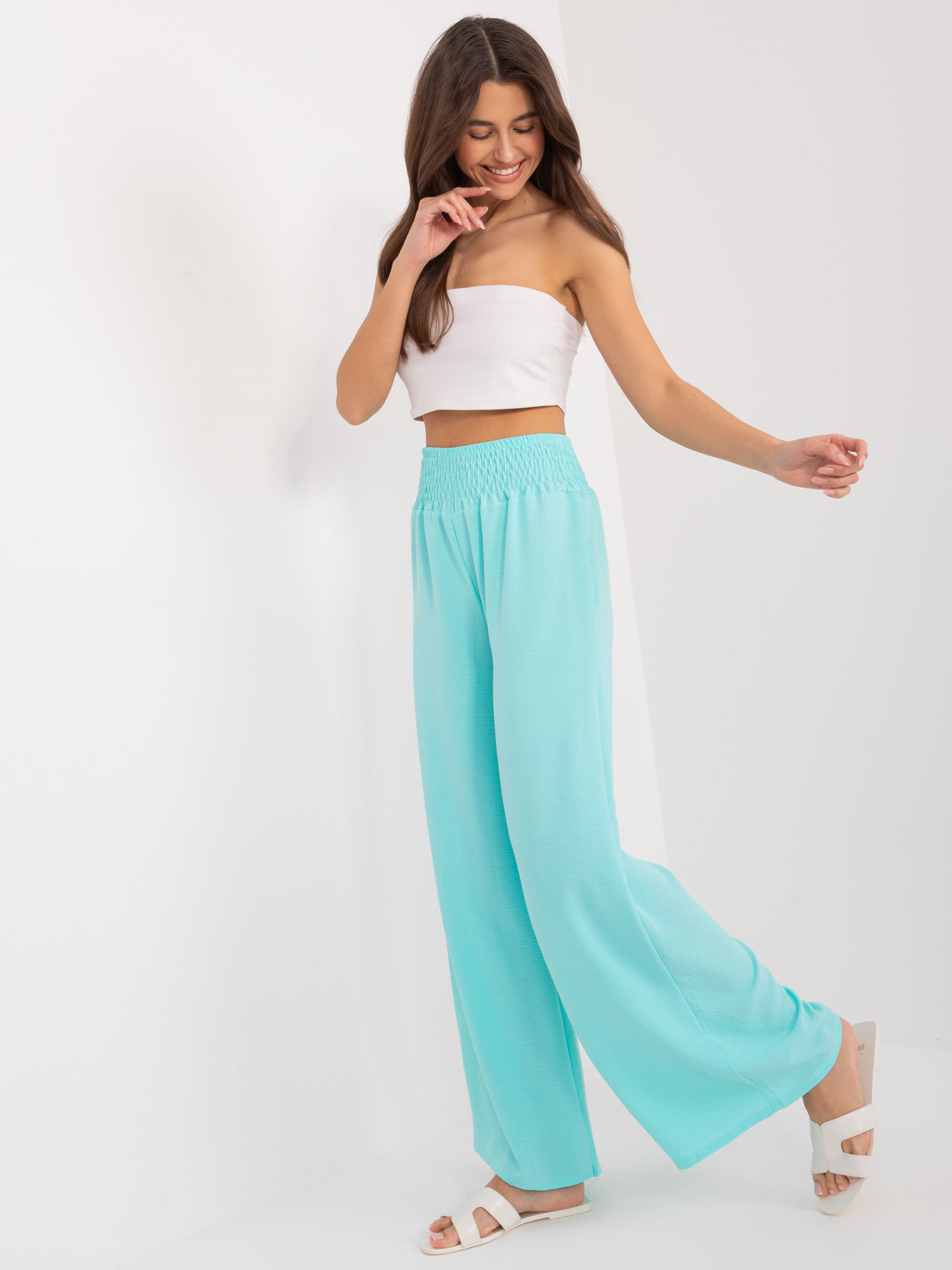 Mint trousers with elastic waistband