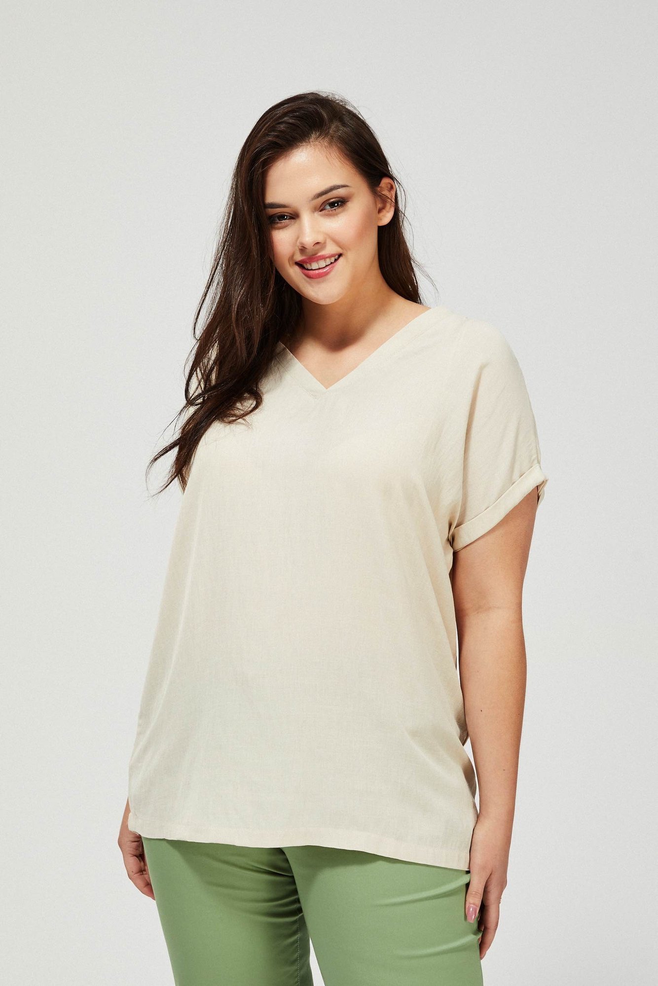 Oversize shirt blouse - beige