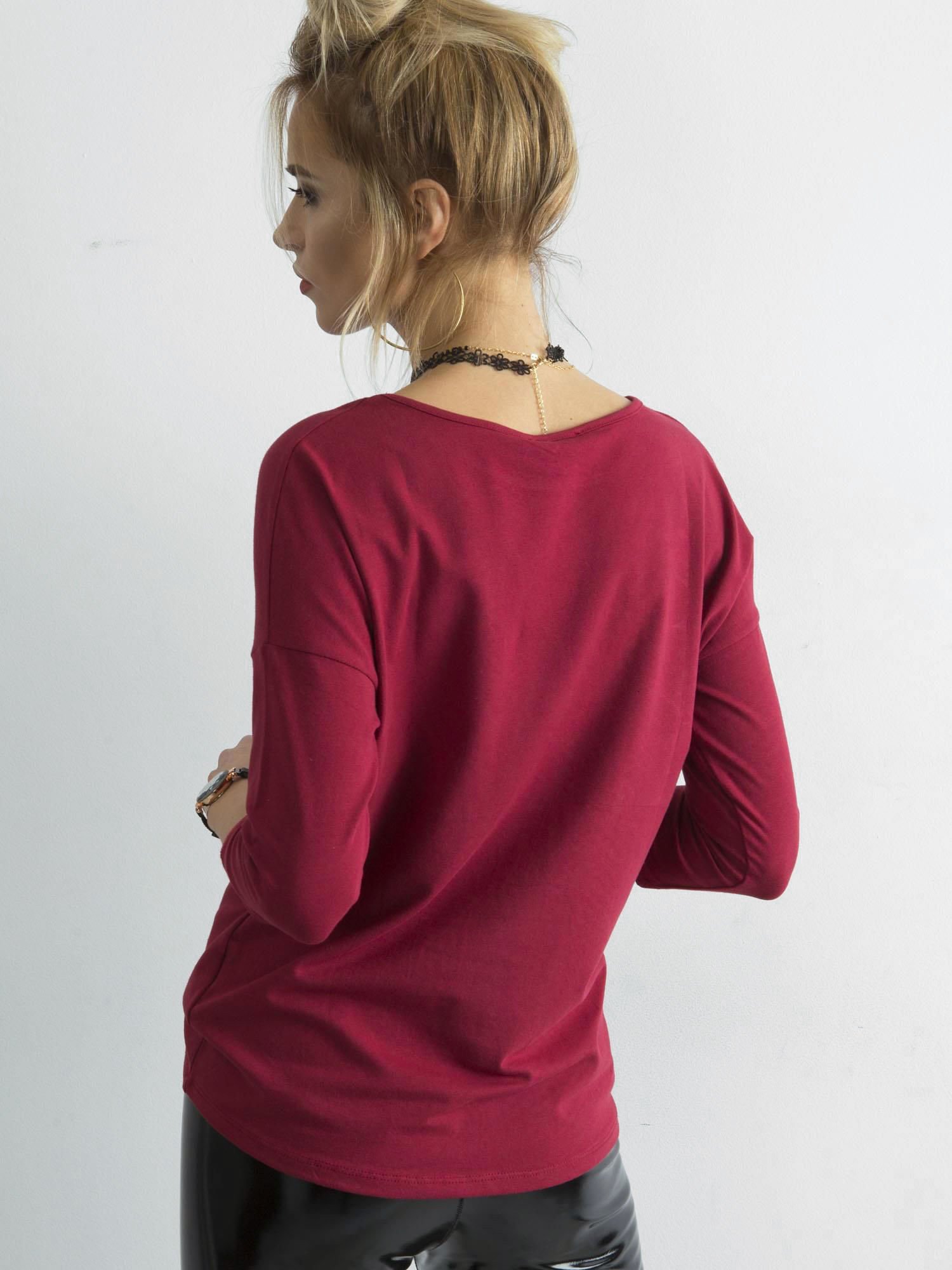 Bluza de baza cu maneci 3/4 burgundy