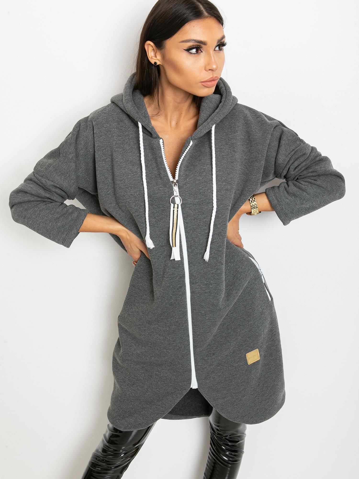 Long, dark grey sweatshirt