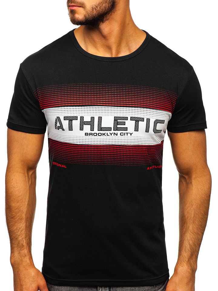 Men's T-shirt with print SS10901 - black,
