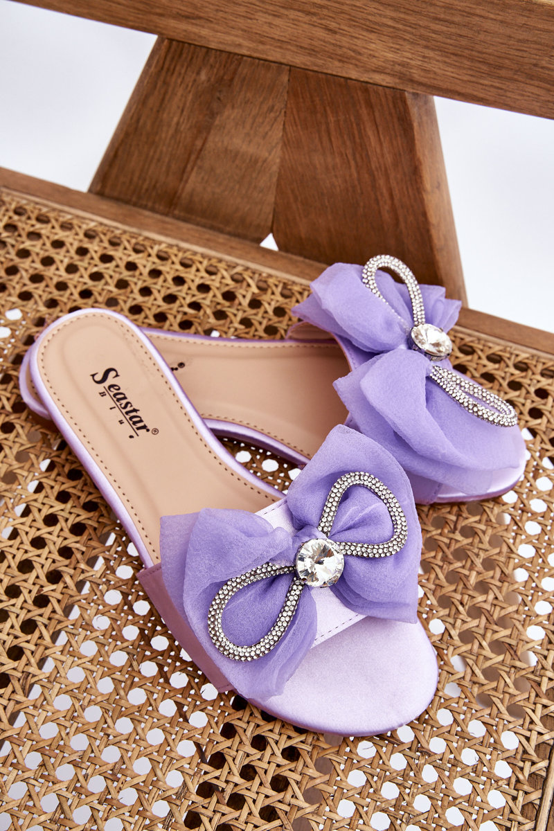 Lady's slippers with bow and rhinestones purple Jolene