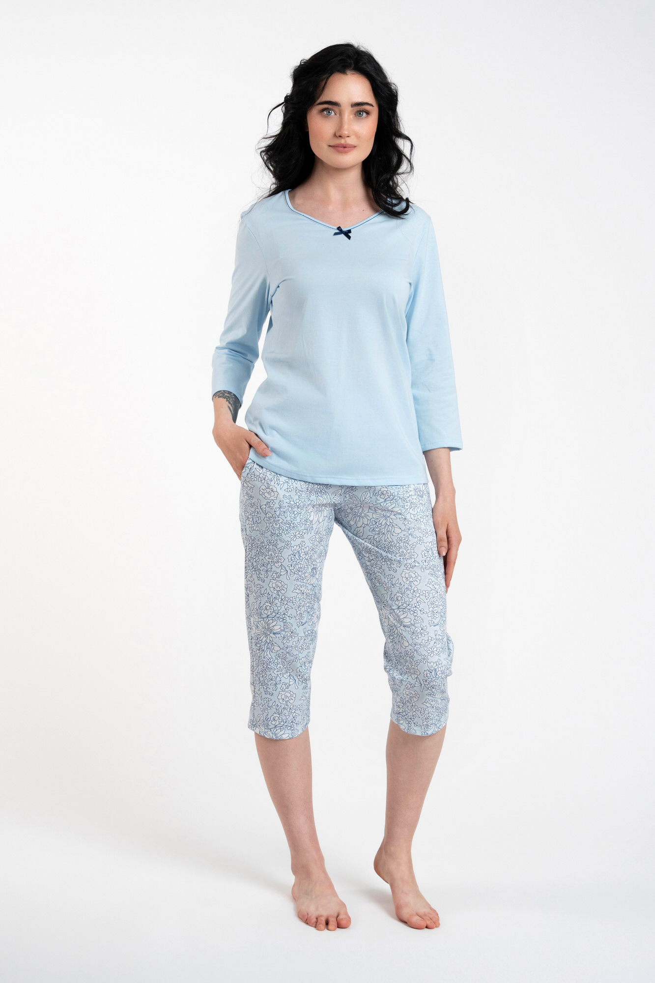 Salli Women's Pyjamas 3/4 Sleeve, 3/4 Legs - Blue/duk Blue