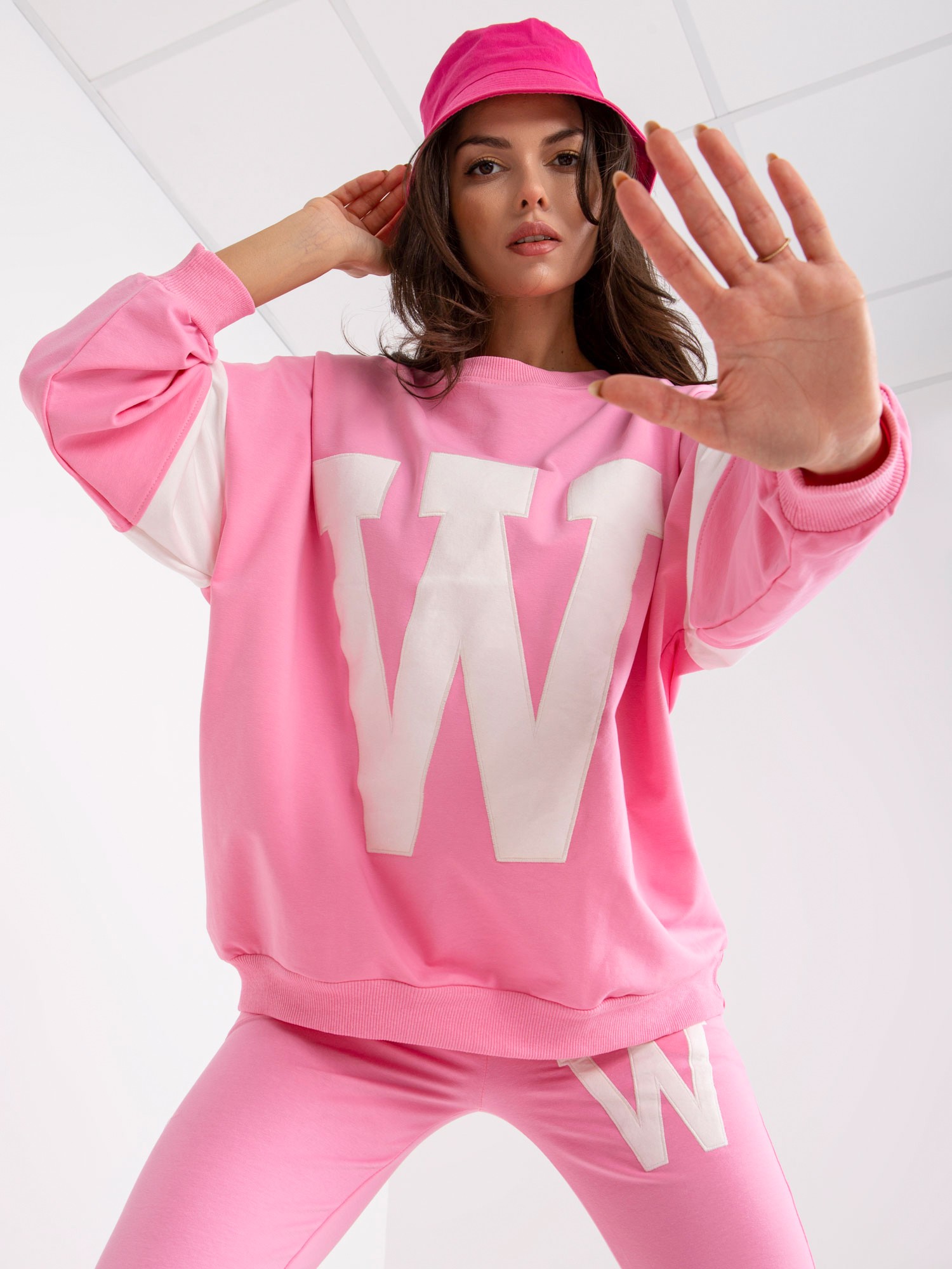 Pink and white cotton tracksuit