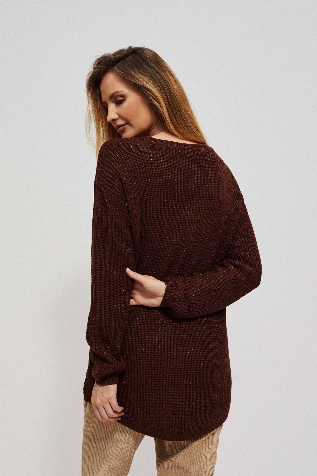 Sweater with metallic thread