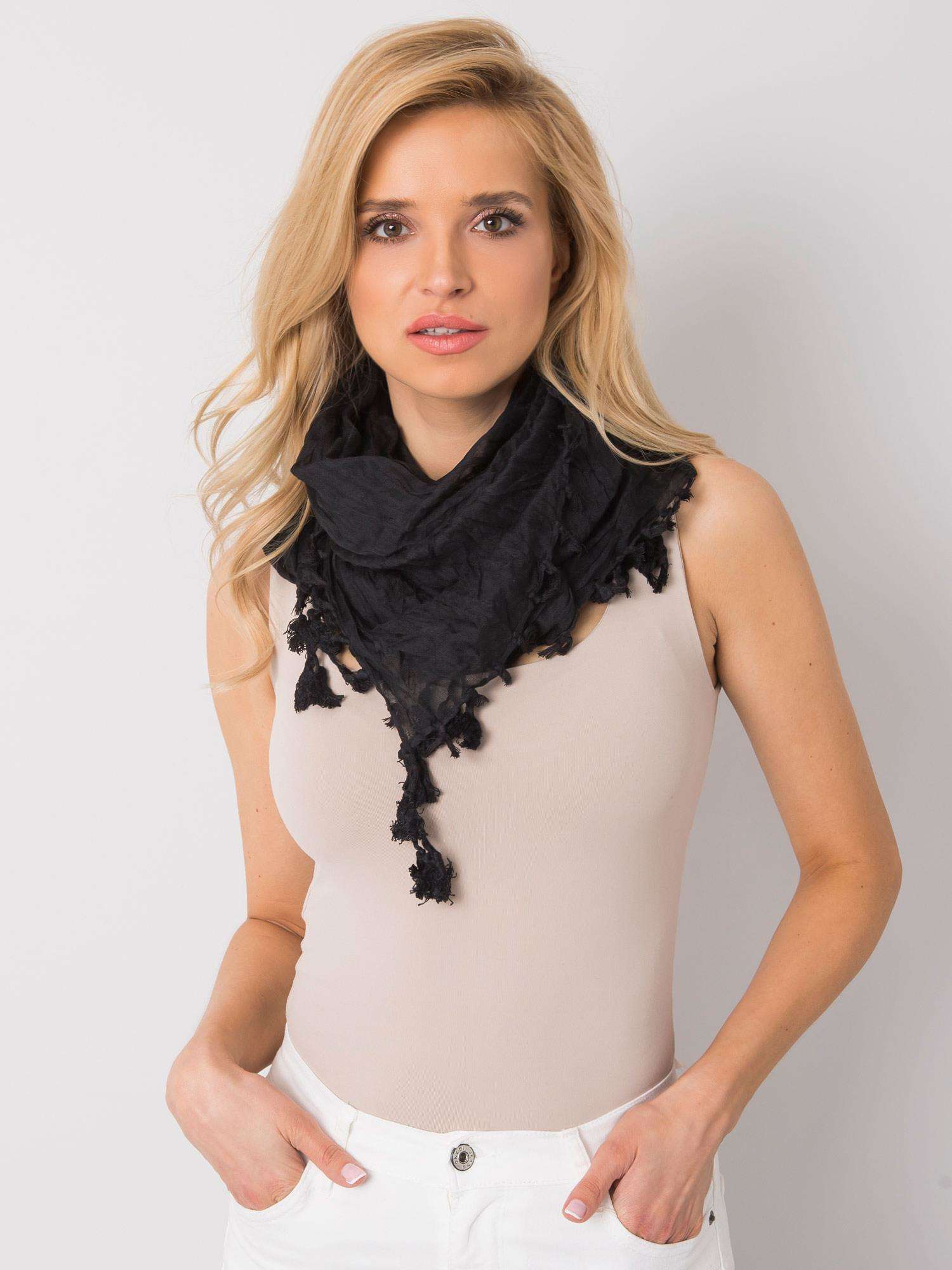 Lady's Black Scarf With Fringe