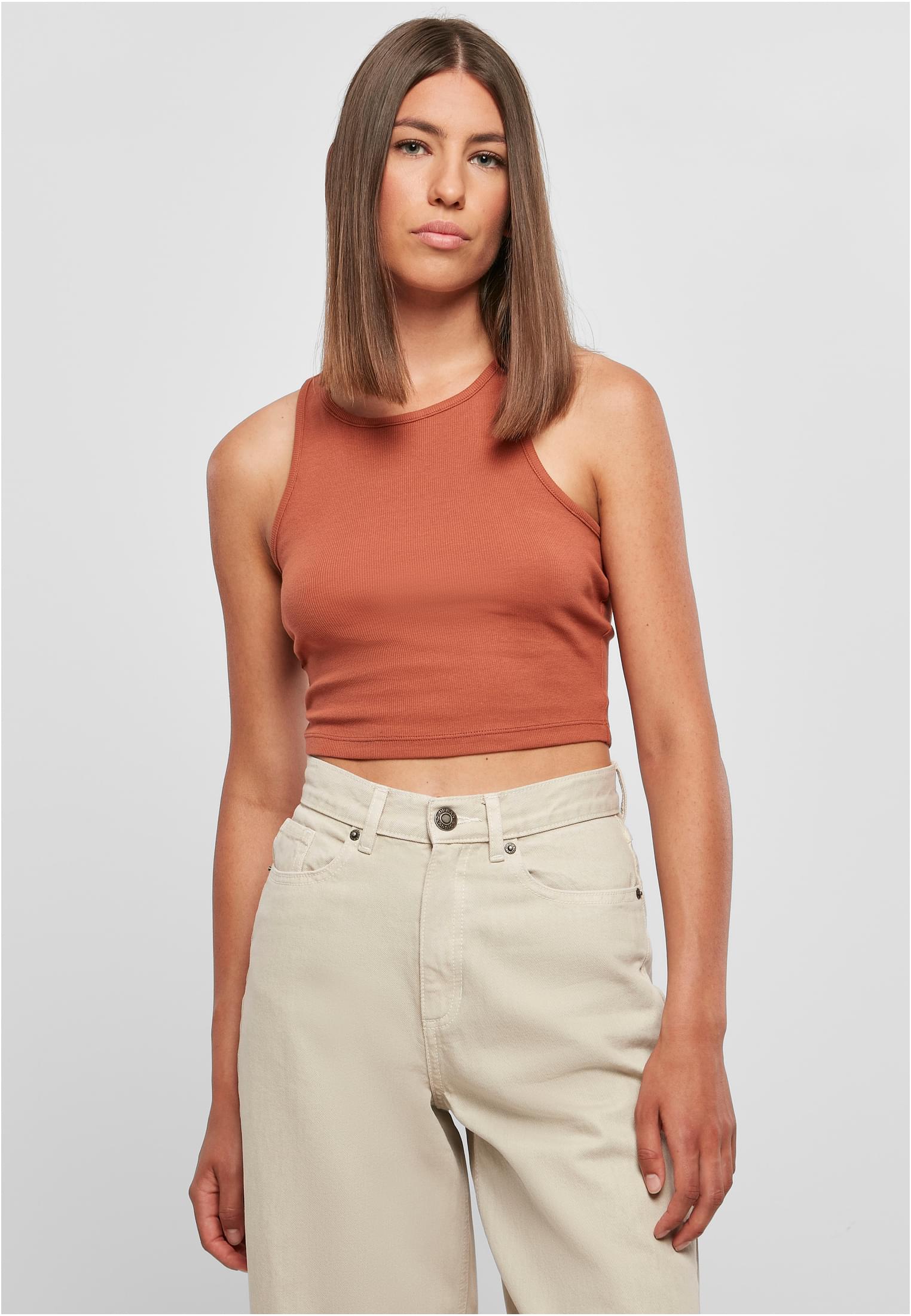 Dámská Terakota Cropped Rib Top