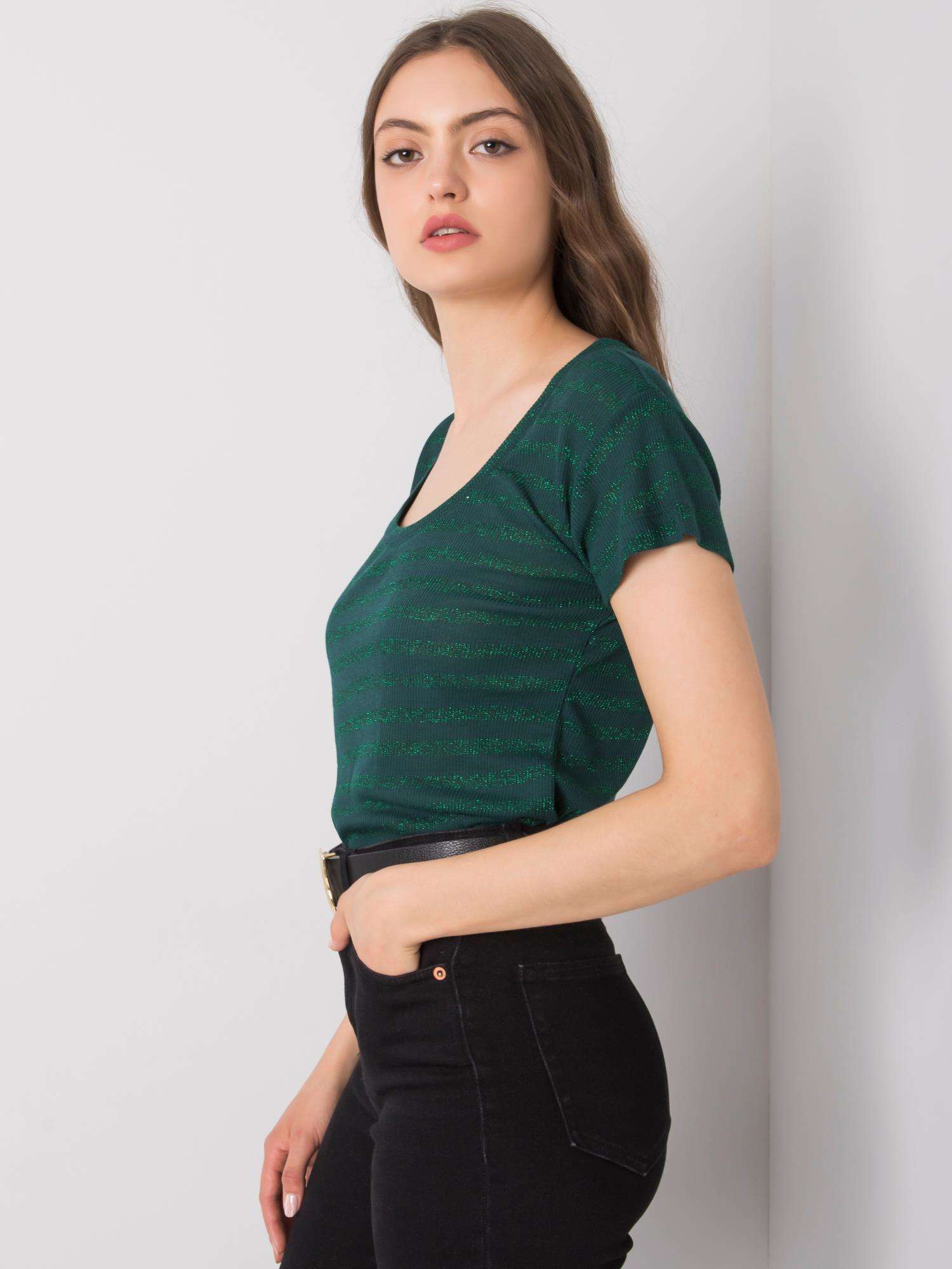 Dark Green Striped T-shirt Alexa RUE PARIS