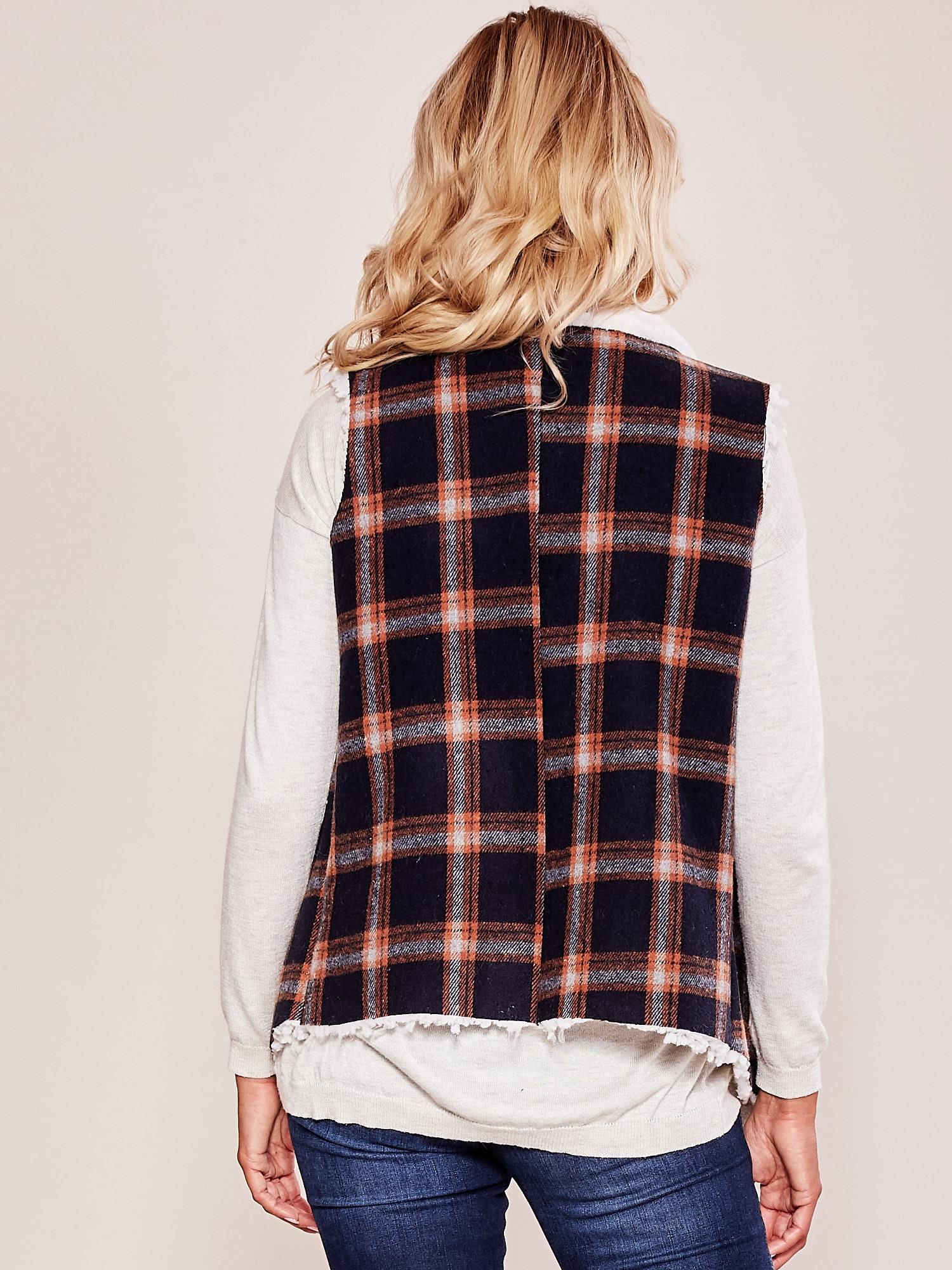 Navy Blue Plaid Vest