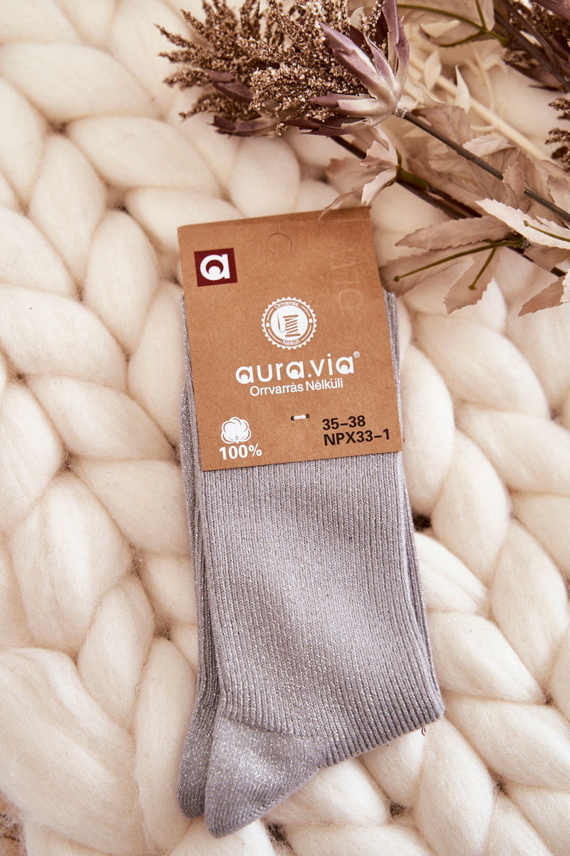 Women's Socks With Shiny Thread Gray