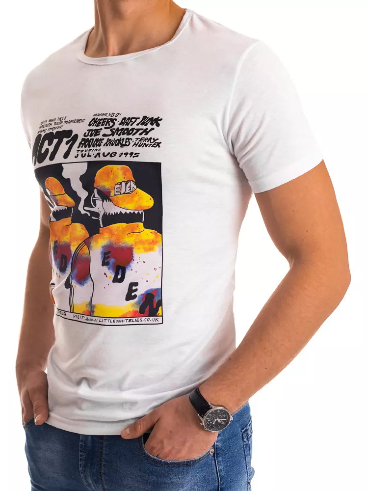 Λευκό ανδρικό T-shirt RX4497 με στάμπα