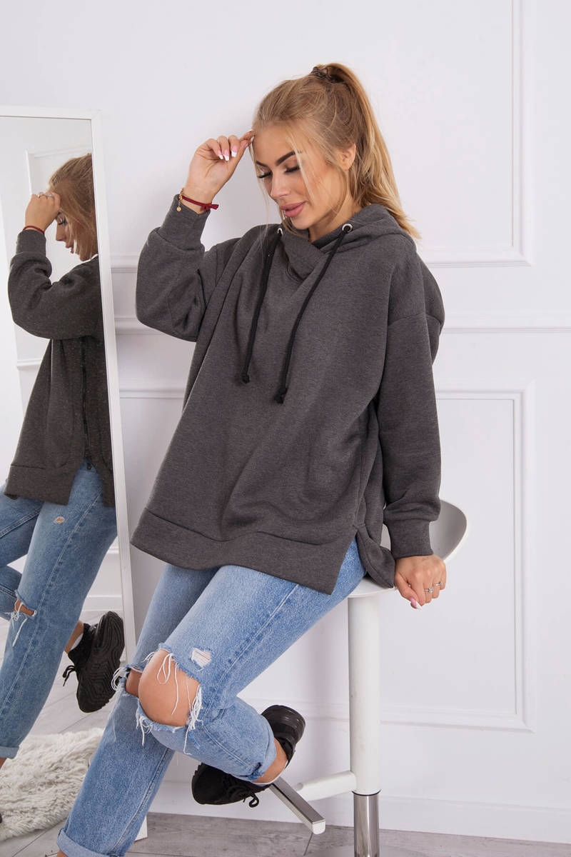 Insulated Sweatshirt With Zipper On The Side Graphite