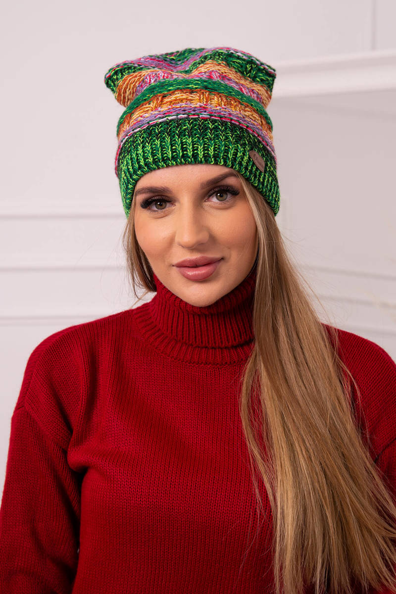 Beanie with fleece Patrycja K254 purple+green neon
