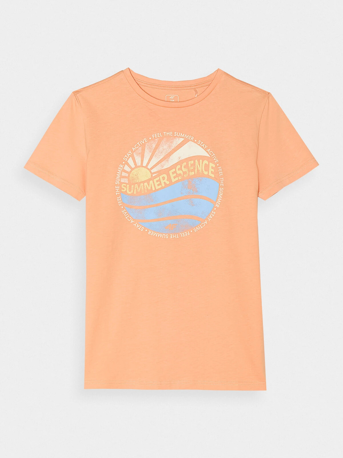 Boys' T-shirt in a regular fit with a 4F print - coral
