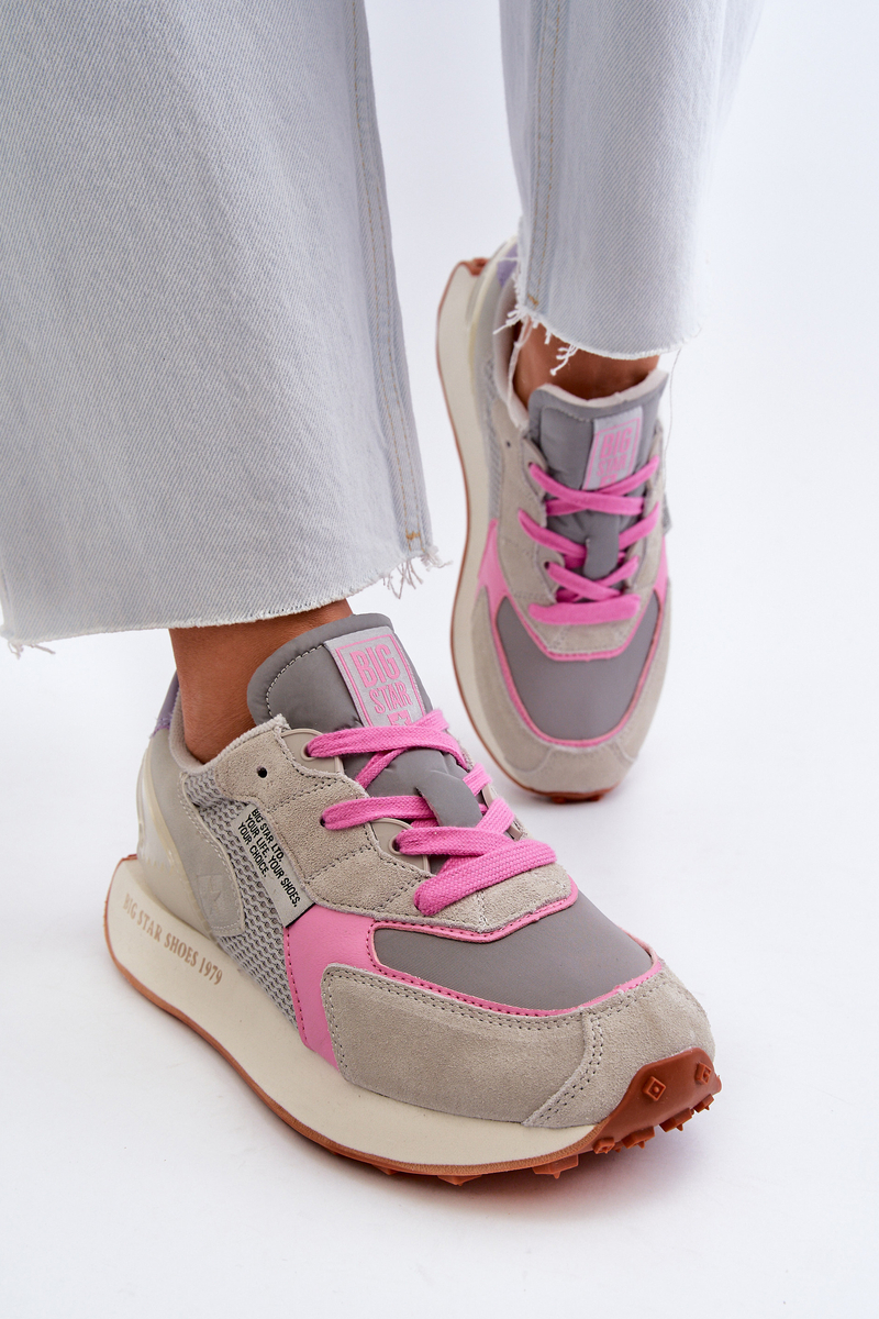 Women's sneakers with Memory Foam Big Star Platform - gray-pink