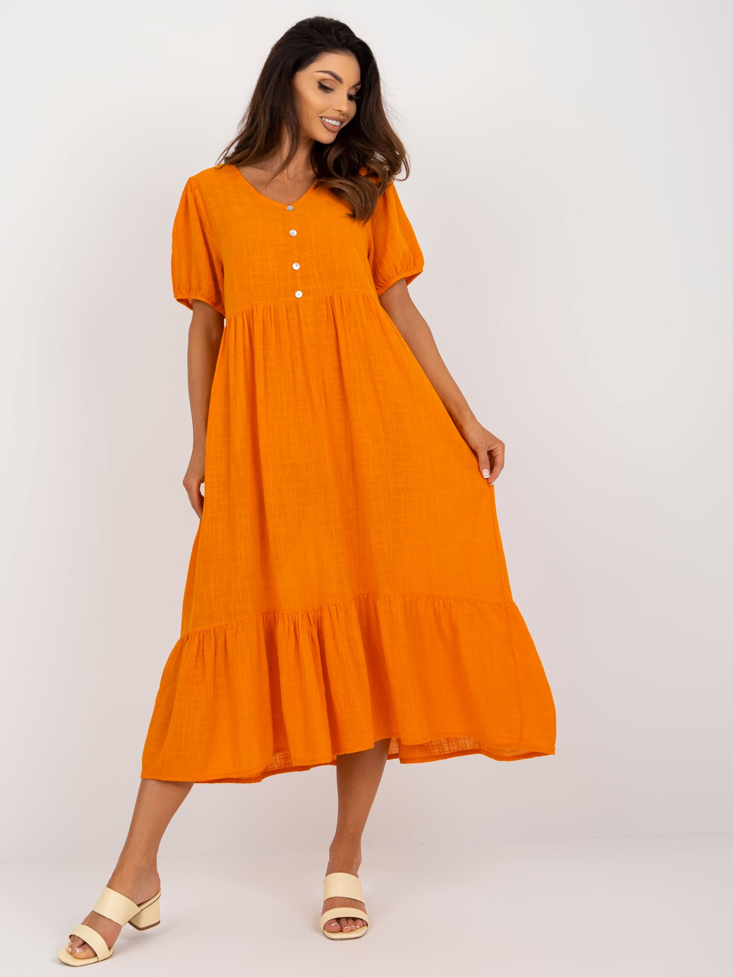 Orange Cotton Ruffle Dress Eseld OCH BELLA